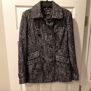 Speckled pea coat with gold buttons detail